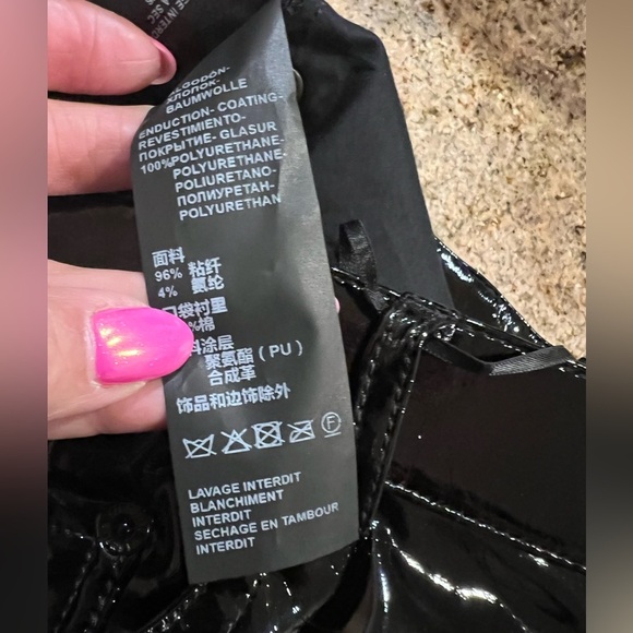 The Kooples 100% vinyl pants black Loose fit High-waisted Flared Patent NWT 27 - Picture 10 of 13